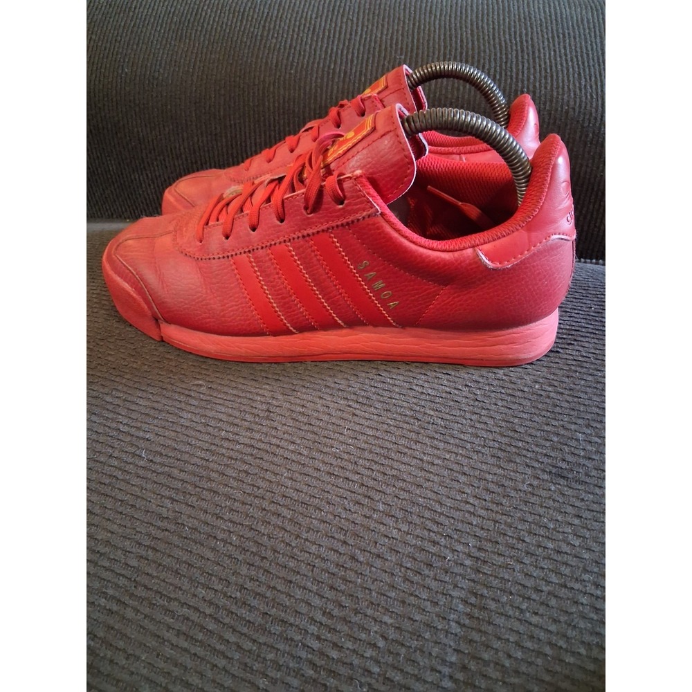 Adidas Samoa Poppy Red Men 6.5 Women's 8 Athletic Trainer Leather Shoes Sneakers